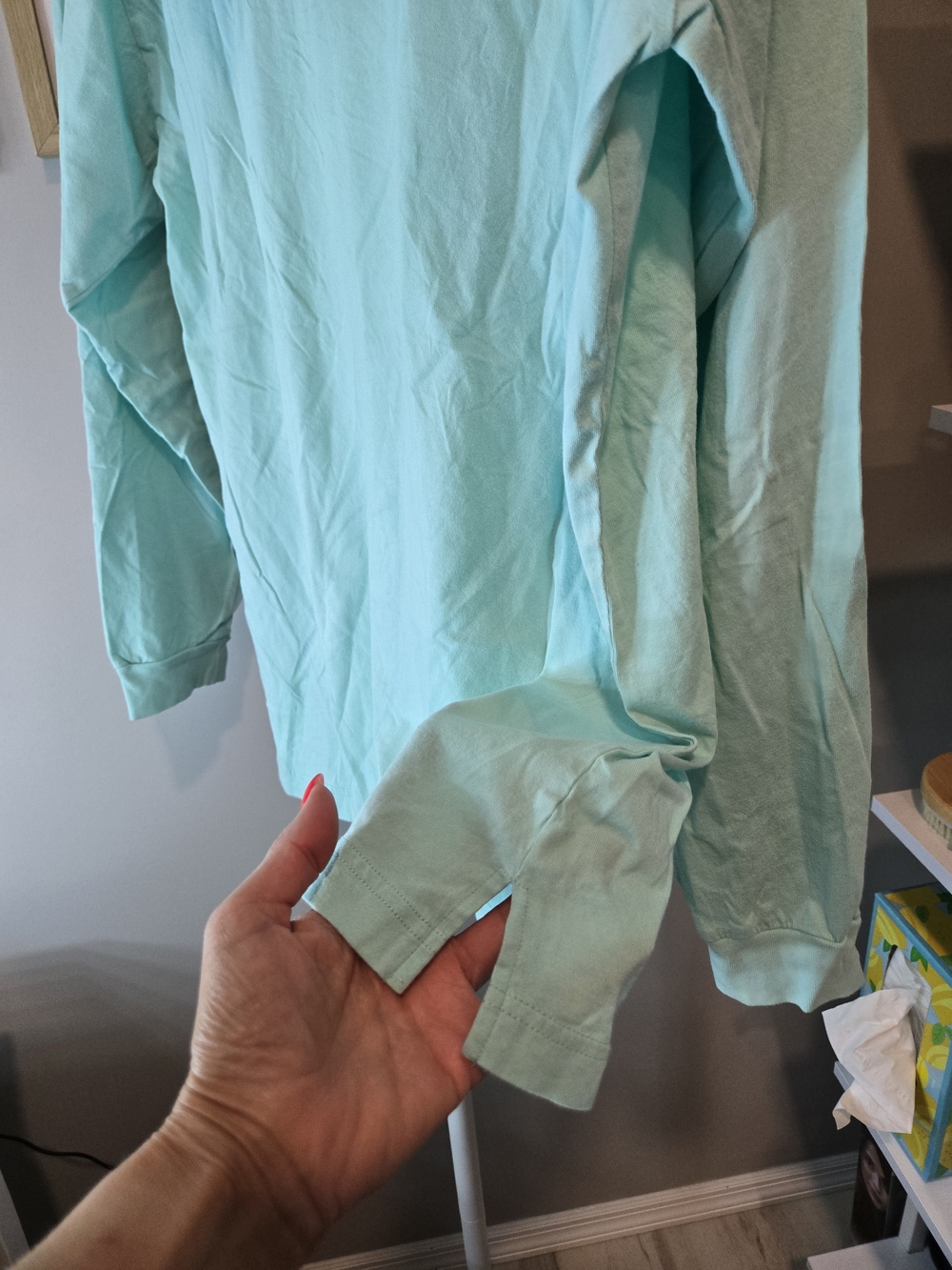 NWOT PINK Victoria's Secret Mint Green Long Sleeve Hoodie Tee Logo *read* - Picture 8 of 11